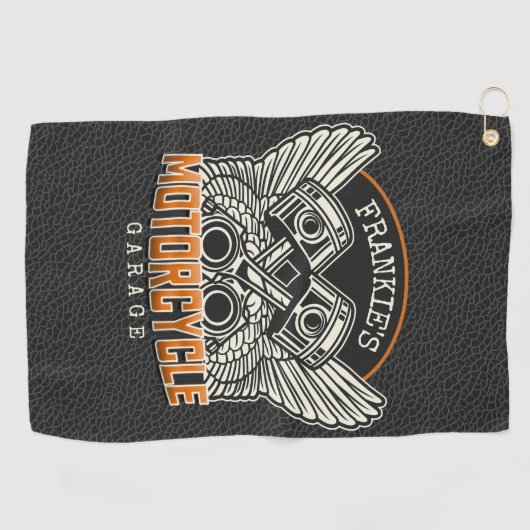 Aangepaste naam zuigflesje wingermotorfiets golfhanddoek (Horizontaal)