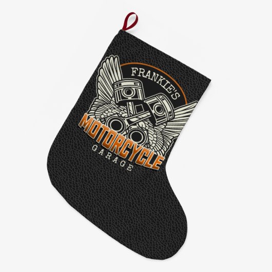 Aangepaste naam zuigflesje wingermotorfiets grote kerstsok (Voorkant (Hangend))