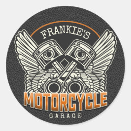 Aangepaste naam zuigflesje wingermotorfiets ronde sticker