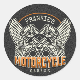 Aangepaste naam zuigflesje wingermotorfiets ronde sticker