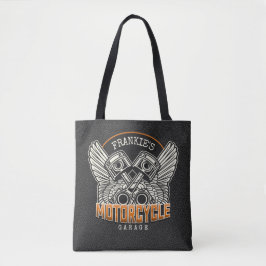 Aangepaste naam zuigflesje wingermotorfiets tote bag