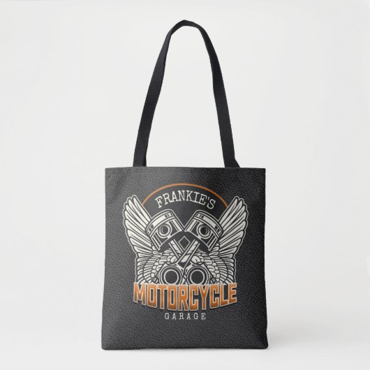 Aangepaste naam zuigflesje wingermotorfiets tote bag (Voorkant)