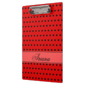 Aangepaste naam, zwart beeldpatroon op rood klembord (Links)