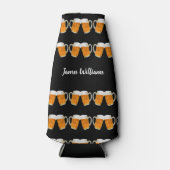 Aangepaste naam zwart bier patroon gepersonaliseer flesjeskoeler (Voorkant)