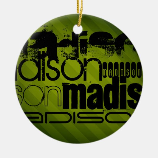 Aangepaste naam, zwart en olijfgroen keramisch ornament (Voorkant)