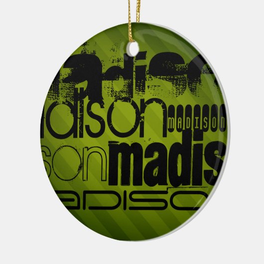 Aangepaste naam, zwart en olijfgroen keramisch ornament (Links)