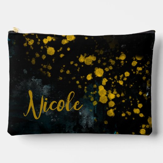 Aangepaste naam Zwart Geel Waterverf Fluid Splash Etui (Voorkant)