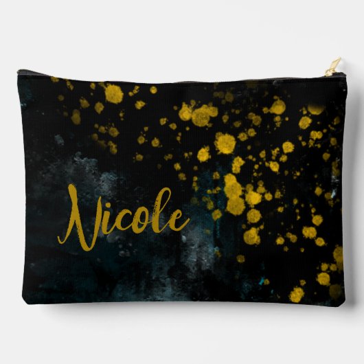 Aangepaste naam Zwart Geel Waterverf Fluid Splash Etui (Achterkant)