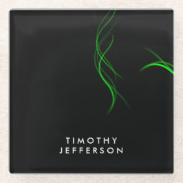 Aangepaste naam Zwart Groen Curves Elegant Modern Glazen Onderzetter