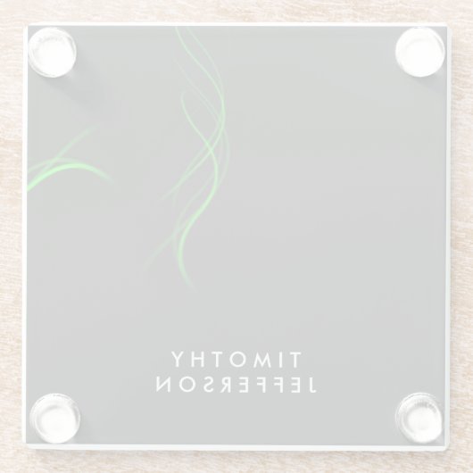Aangepaste naam Zwart Groen Curves Elegant Modern Glazen Onderzetter (Achterkant)