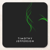 Aangepaste naam Zwart Groen Curves Elegant Modern Kartonnen Onderzetters (Voorkant)