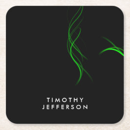 Aangepaste naam Zwart Groen Curves Elegant Modern Kartonnen Onderzetters