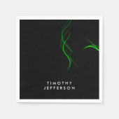Aangepaste naam Zwart Groen Curves Elegant Modern Servet (Voorkant)