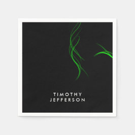 Aangepaste naam Zwart Groen Curves Elegant Modern Servet