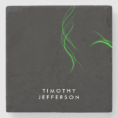 Aangepaste naam Zwart Groen Curves Elegant Modern Stenen Onderzetter (Voorkant)