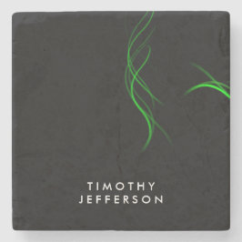 Aangepaste naam Zwart Groen Curves Elegant Modern Stenen Onderzetter