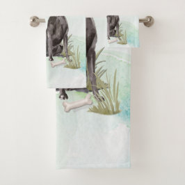 Aangepaste naam: zwart labo Pet Dog Bad Handdoek