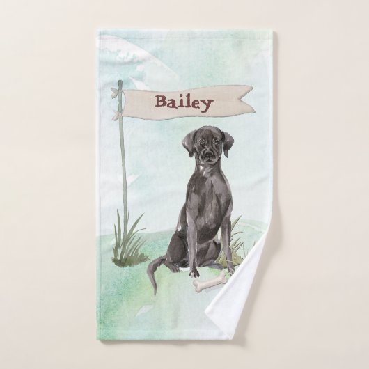 Aangepaste naam: zwart labo Pet Dog Bad Handdoek (Handdoek)
