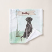 Aangepaste naam: zwart labo Pet Dog Bad Handdoek (Wasdoekje)
