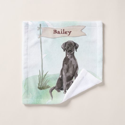 Aangepaste naam: zwart labo Pet Dog Bad Handdoek (Wasdoekje)