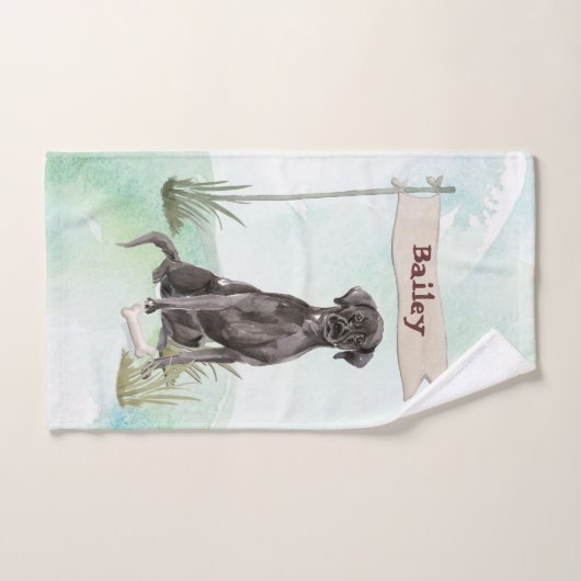 Aangepaste naam: zwart labo Pet Dog Bad Handdoek (Handdoek)