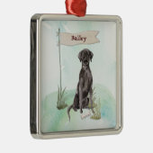 Aangepaste naam: zwart labo Pet Dog Metalen Ornament (Rechts)