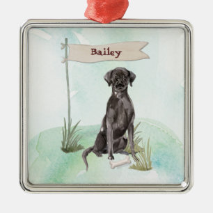 Aangepaste naam: zwart labo Pet Dog Metalen Ornament