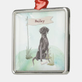 Aangepaste naam: zwart labo Pet Dog Metalen Ornament (Links)