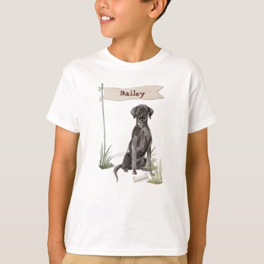 Aangepaste naam: zwart labo Pet Dog T-shirt (Voorkant)