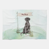 Aangepaste naam: zwart labo Pet Dog Theedoek (Horizontaal)