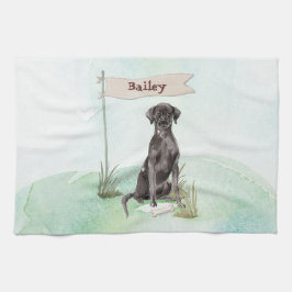 Aangepaste naam: zwart labo Pet Dog Theedoek