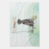 Aangepaste naam: zwart labo Pet Dog Theedoek (Verticaal)