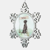 Aangepaste naam: zwart labo Pet Dog Tin Sneeuwvlok Ornament (Rechts)