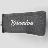 Aangepaste naam zwart leder golfheadcover (Voorkant)