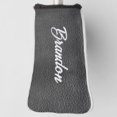 Aangepaste naam zwart leder golfheadcover (Draai 90)
