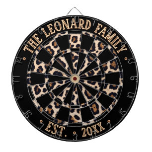 Aangepaste naam zwart & luipaard dierprint patroon dartbord