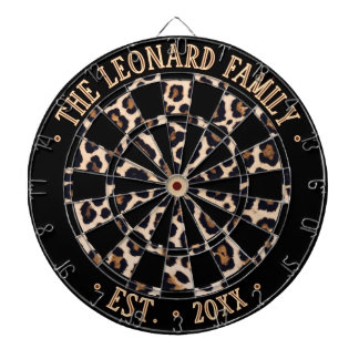 Aangepaste naam zwart & luipaard dierprint patroon dartbord
