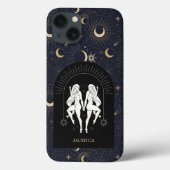 Aangepaste naam Zwart Mystic Zodiac Gemini Case-Mate iPhone Case (Achterkant)