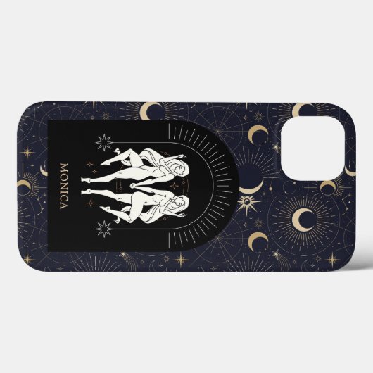 Aangepaste naam Zwart Mystic Zodiac Gemini Case-Mate iPhone Case (Achterkant (horizontaal))