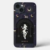 Aangepaste naam Zwart Mystic Zodiac Leo Case-Mate iPhone Case (Achterkant)
