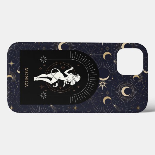 Aangepaste naam Zwart Mystic Zodiac Leo Case-Mate iPhone Case (Achterkant (horizontaal))