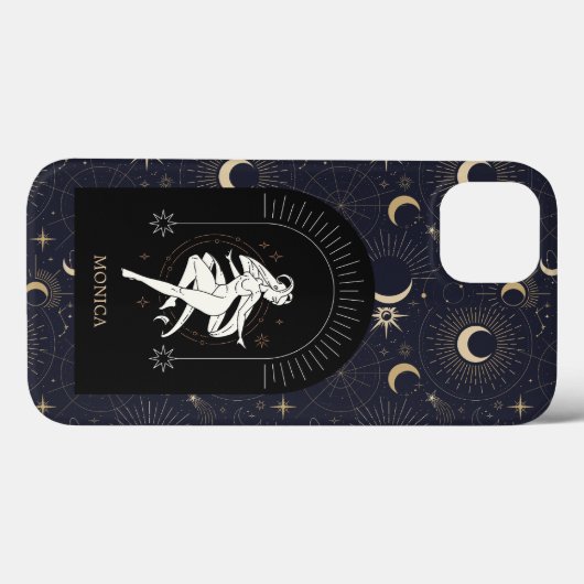 Aangepaste naam Zwart Mystic Zodiac Ram Case-Mate iPhone Case (Achterkant (horizontaal))
