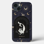 Aangepaste naam Zwart Mystic Zodiac Vissen Case-Mate iPhone Case (Achterkant)