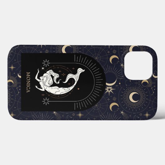 Aangepaste naam Zwart Mystic Zodiac Vissen Case-Mate iPhone Case (Achterkant (horizontaal))