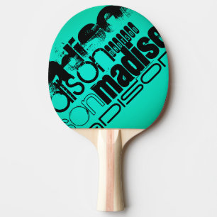 Aangepaste naam; Zwart & Neon Aqua Turquoise Tafeltennisbatje