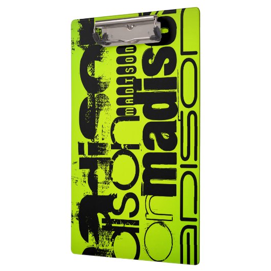 Aangepaste naam; Zwart & Neon Chartreuse Geel Groe Klembord (Links)