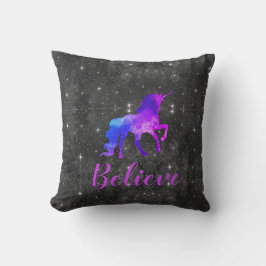 Aangepaste naam zwart/Paars Galaxy Unicorn Pillow Kussen