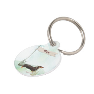 Aangepaste naam zwart & Tan Dachshund Pet Dog Huisdierpenning