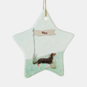 Aangepaste naam zwart & Tan Dachshund Pet Dog Keramisch Ornament (Rechts)