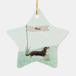 Aangepaste naam zwart & Tan Dachshund Pet Dog Keramisch Ornament